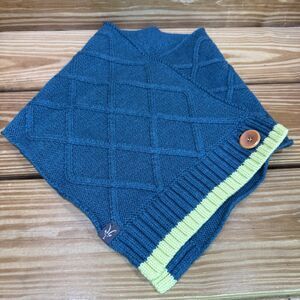 Ibex Button Scarf Merino Wool Teal / Lime Green Short Wrap Scarf Winter Wear